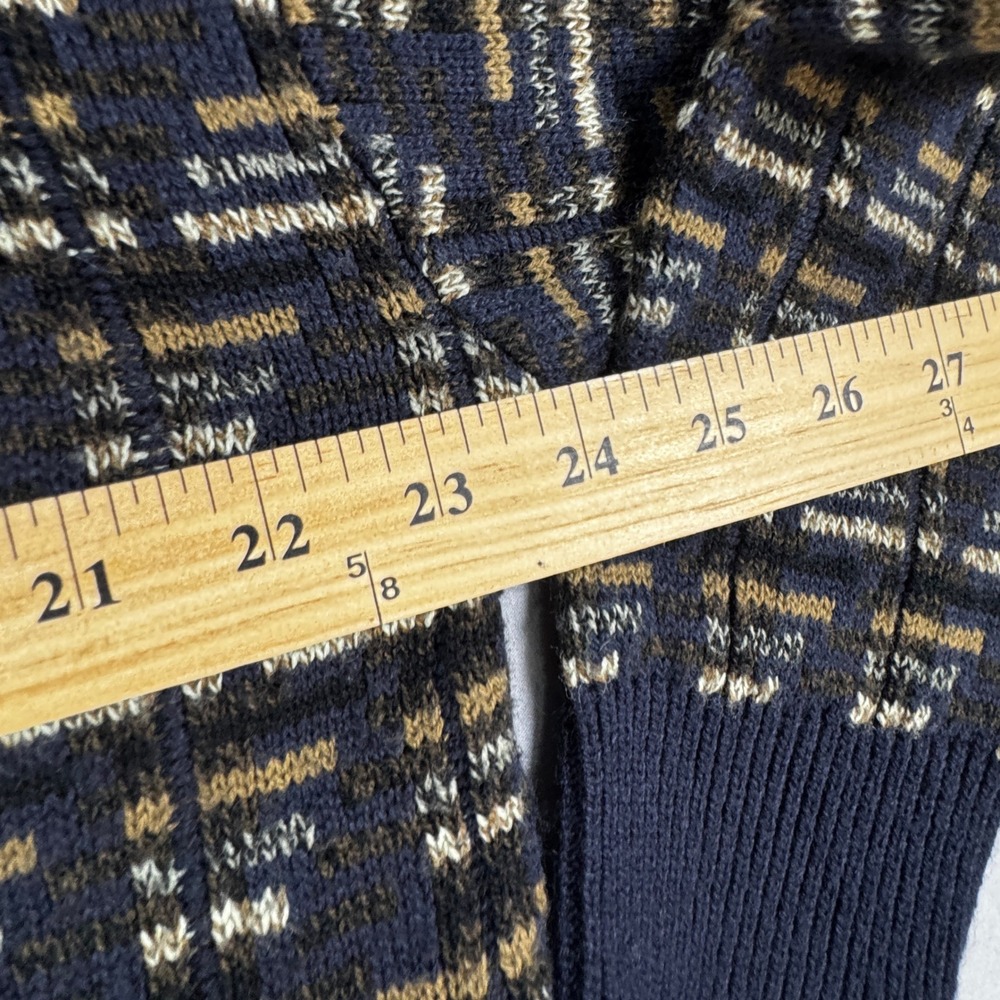 Towncraft Vintage Sweater Mens Geometric Knit Crewneck Navy Tan Grandpa Cosby - Picture 3 of 4